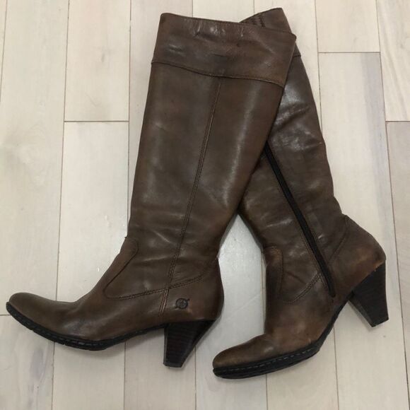 Born Shoes Women's Mallory Style Leather High Boots Brown Size 6 - Picture 1 of 6